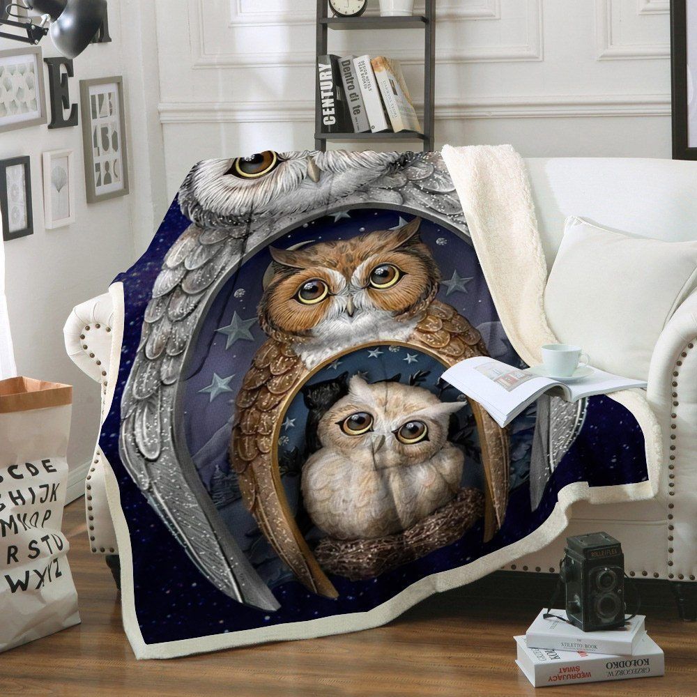 Owl Sherpa Fleece Blanket