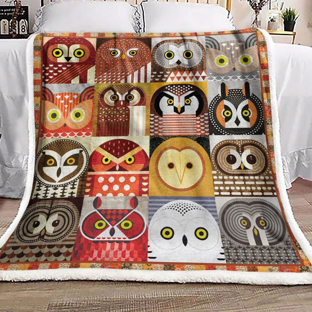 Owl Sherpa Fleece Blanket
