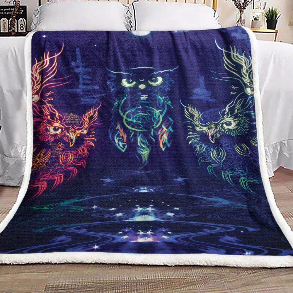 Owl Sherpa Fleece Blanket