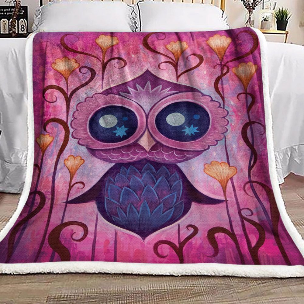 Owl Sherpa Fleece Blanket