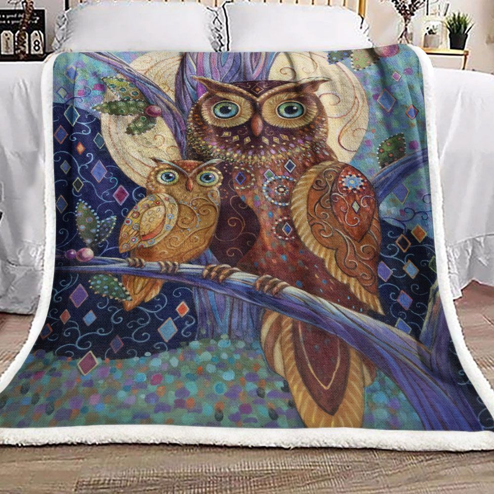 Owl Sherpa Fleece Blanket