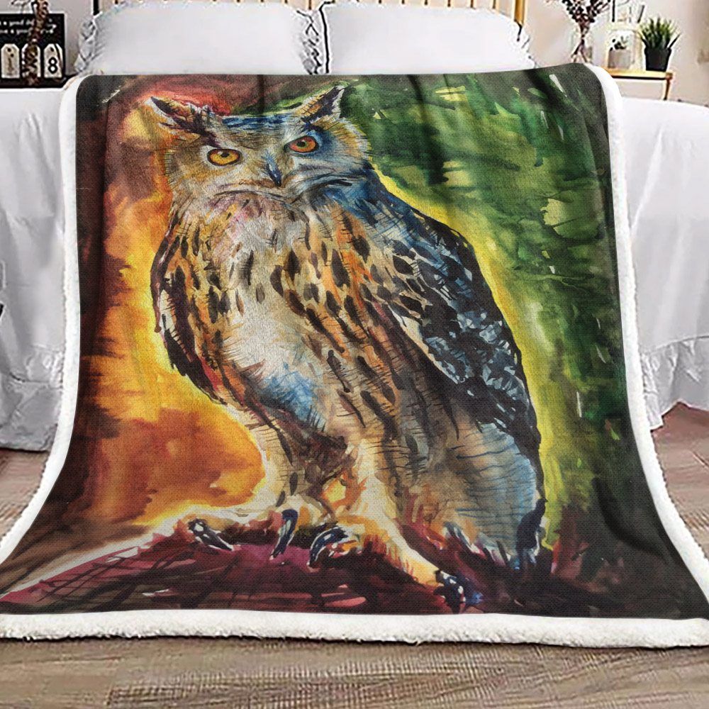 Owl Sherpa Fleece Blanket