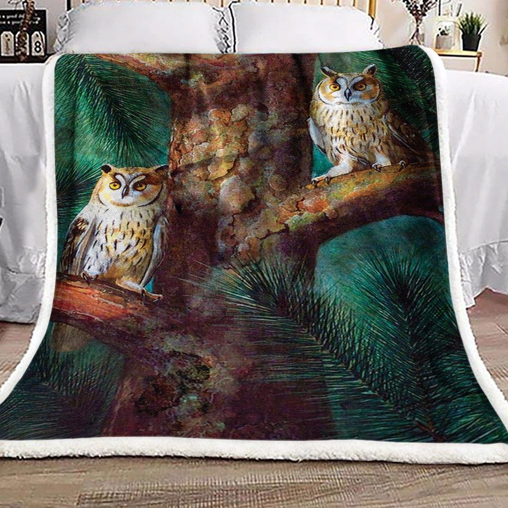 Owl Sherpa Fleece Blanket