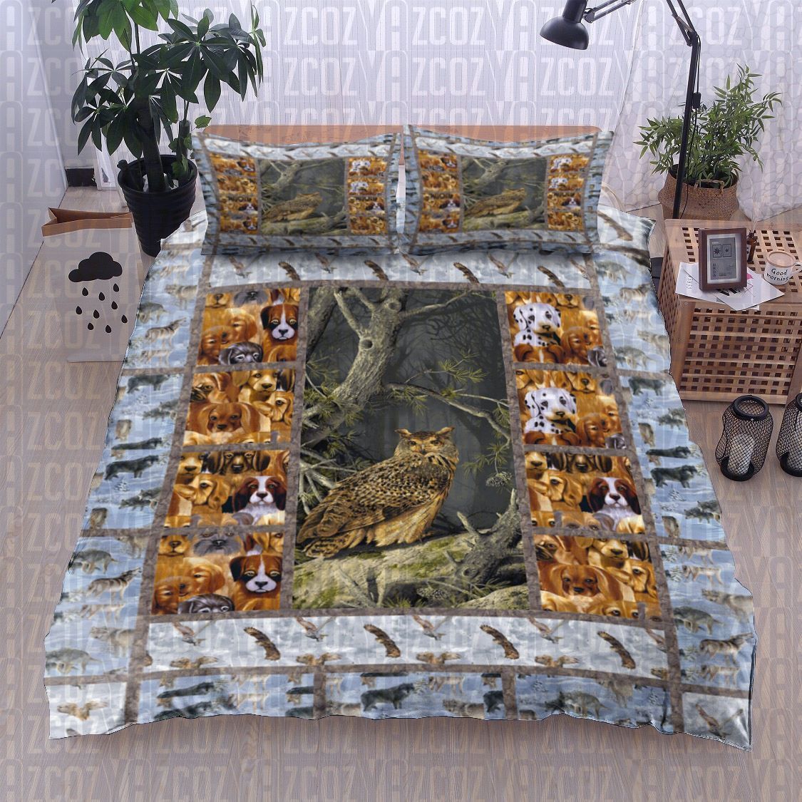 Owl Dog Wolf Bedding Set