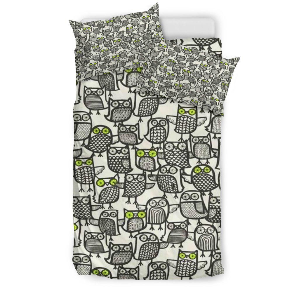 Owl Doodles Hand Drawing Bedding Set