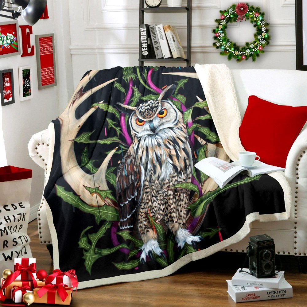 Owl Sherpa Fleece Blanket