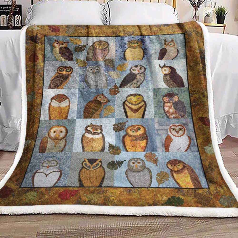 Owl Sherpa Fleece Blanket