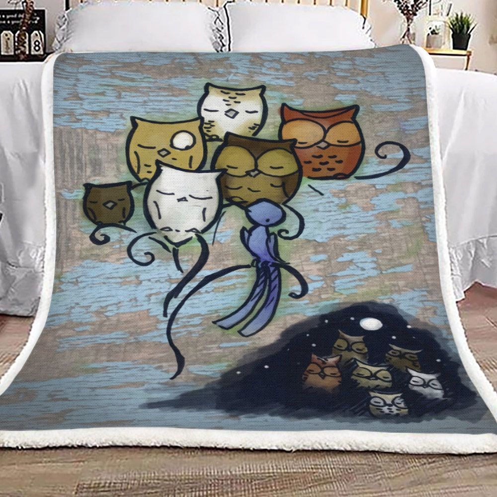 Owl Sherpa Fleece Blanket