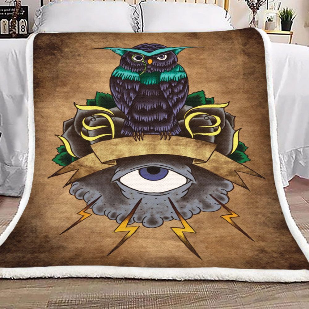 Owl Sherpa Fleece Blanket