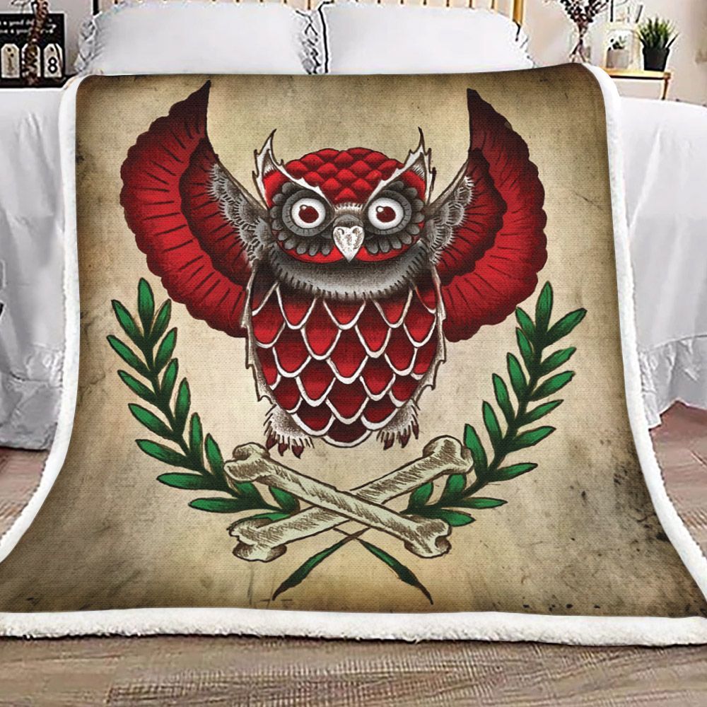 Owl Sherpa Fleece Blanket