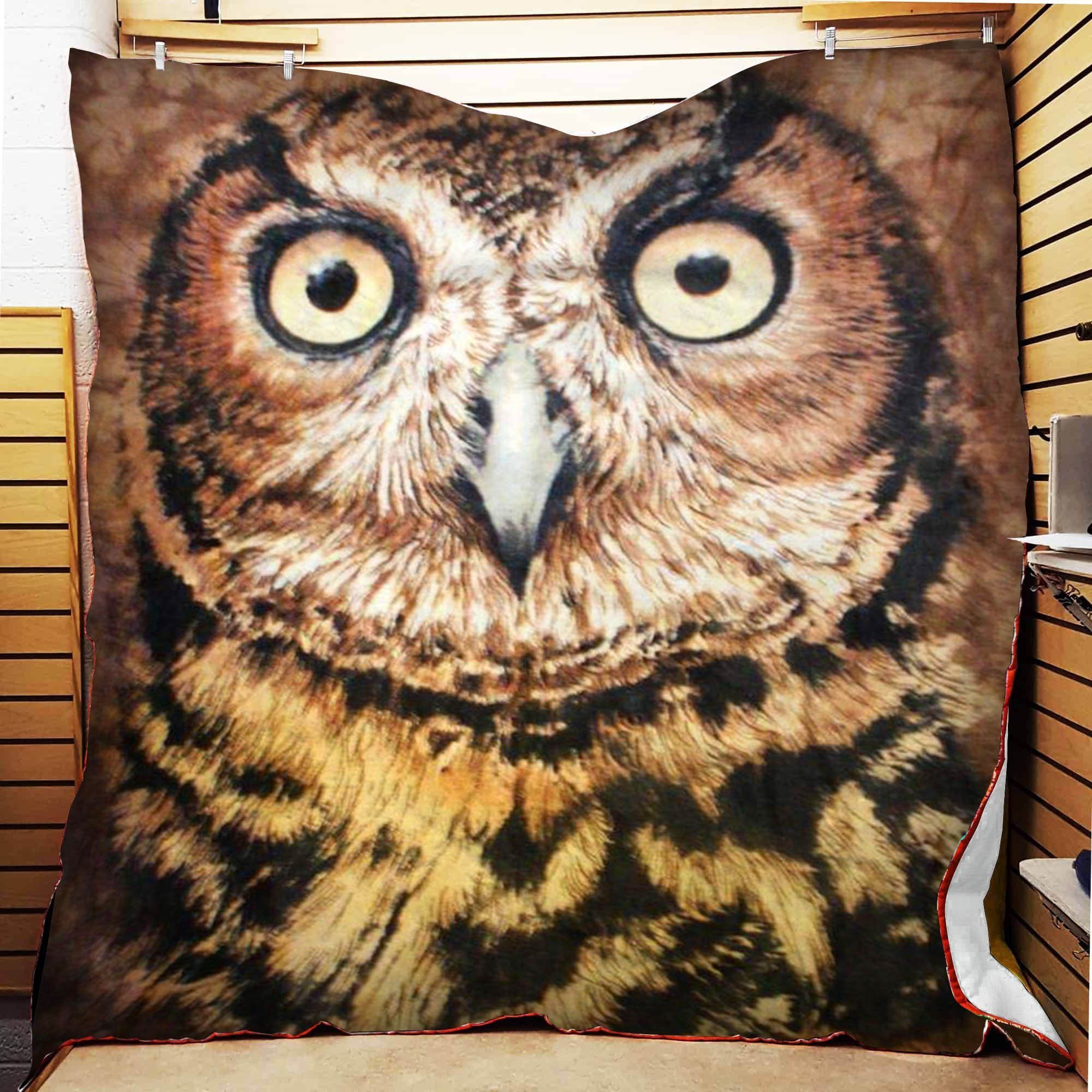 Owl Face Sherpa Fleece Blanket