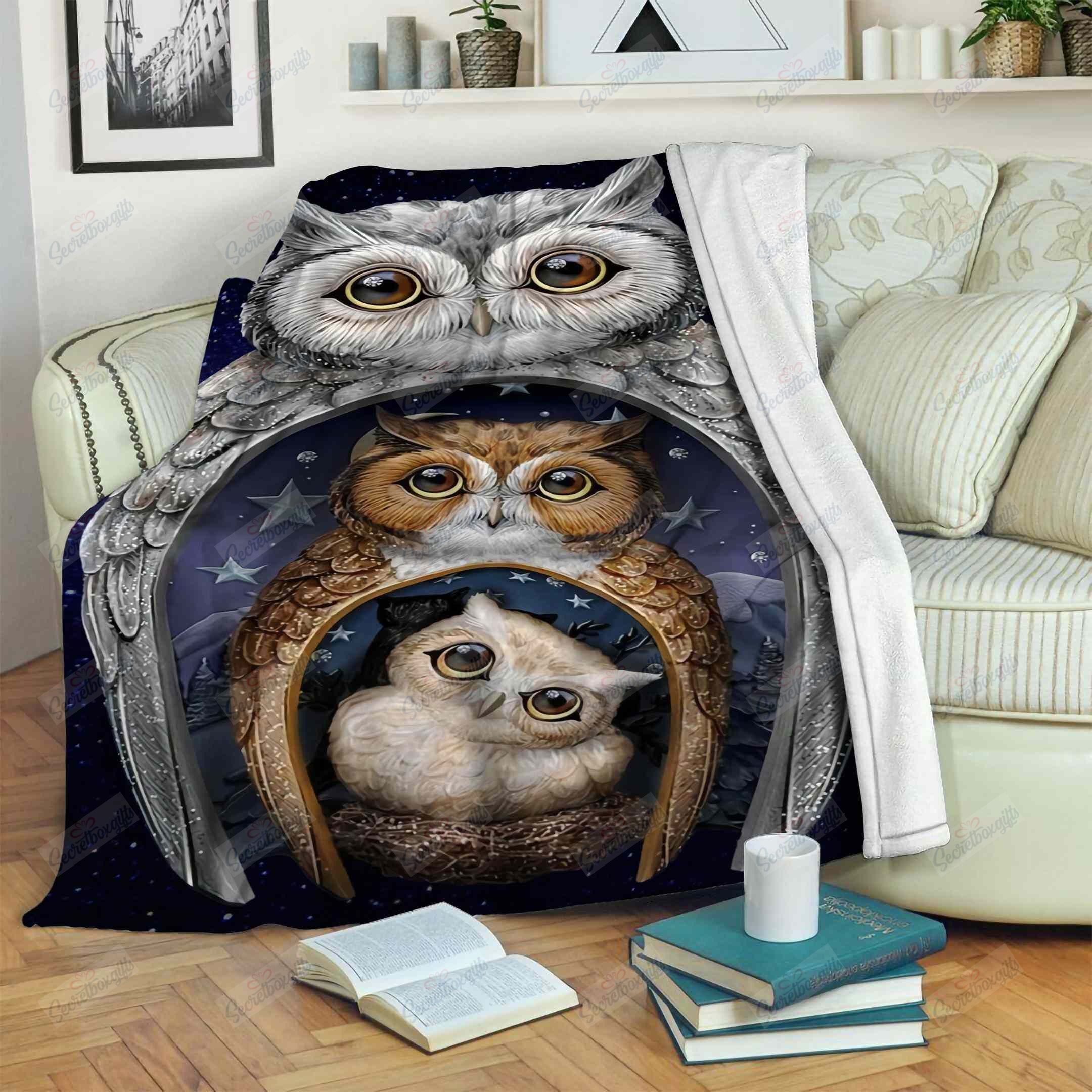Owl Family Fleece Blanket