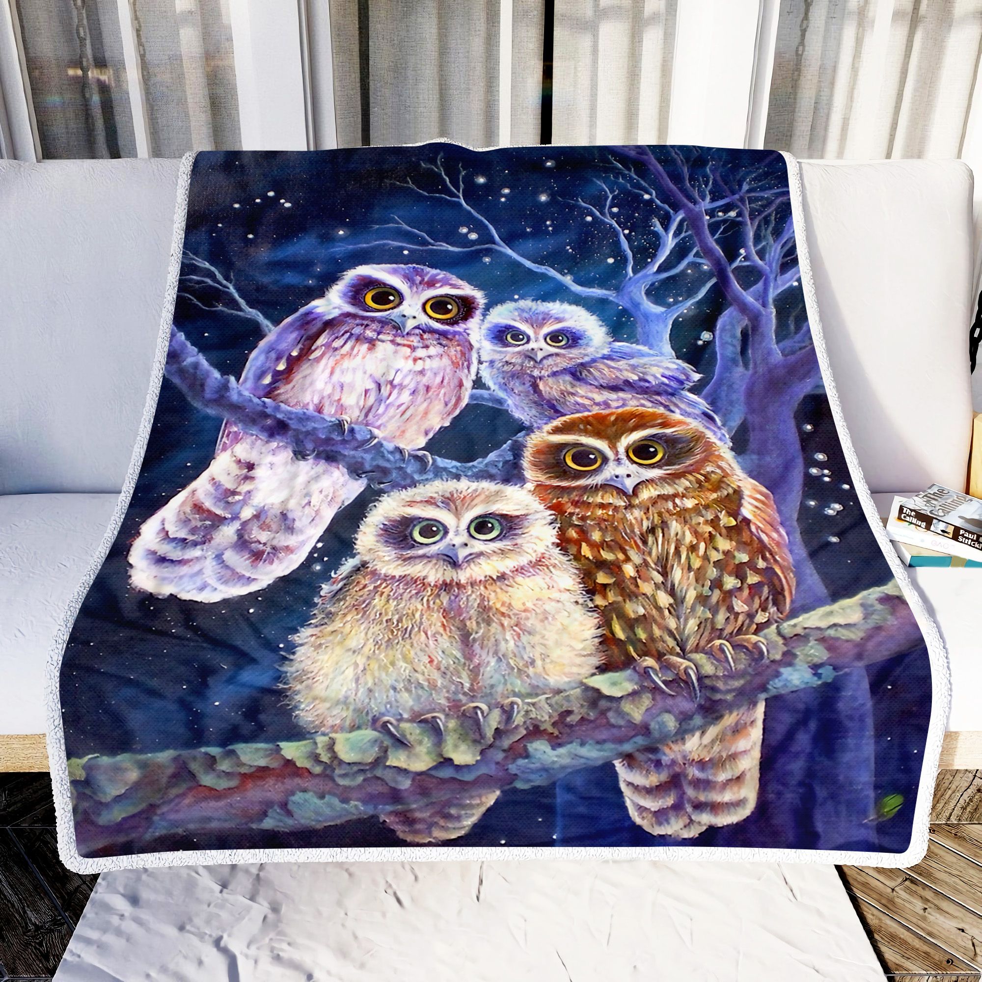 Owl Family Night Fleece Blanket