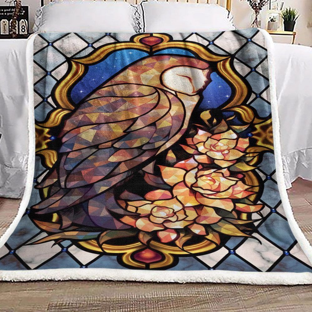 Owl Flower Sherpa Fleece Blanket