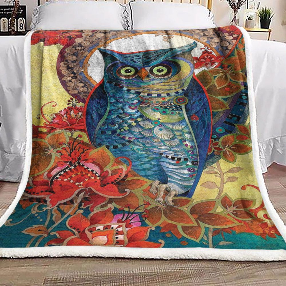 Owl Flower Sherpa Fleece Blanket