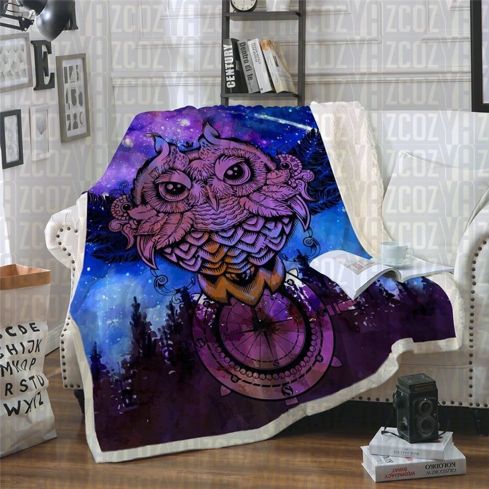 Owl Galaxy Sherpa Fleece Blanket