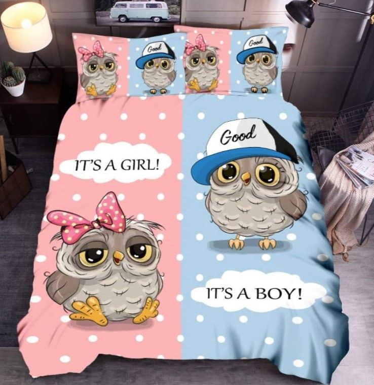 Owl Girl Boy Bedding Set