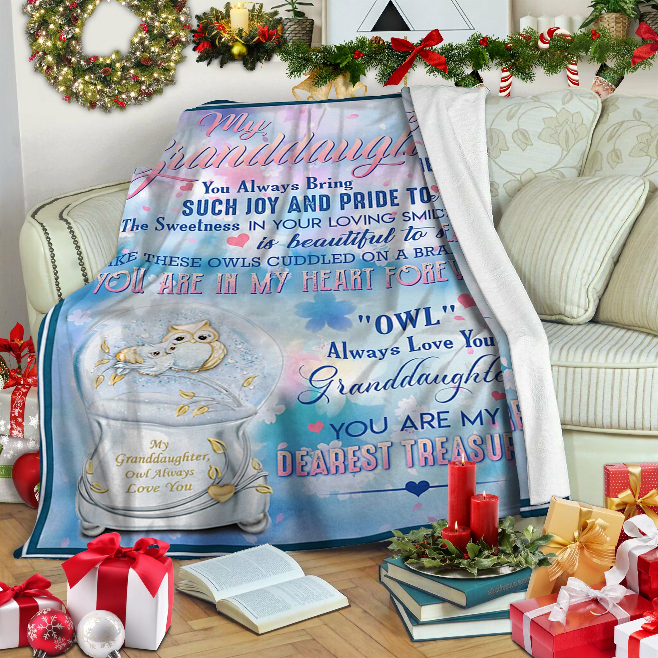 Owl GrandmaTo Granddaughter Fleece Blanket