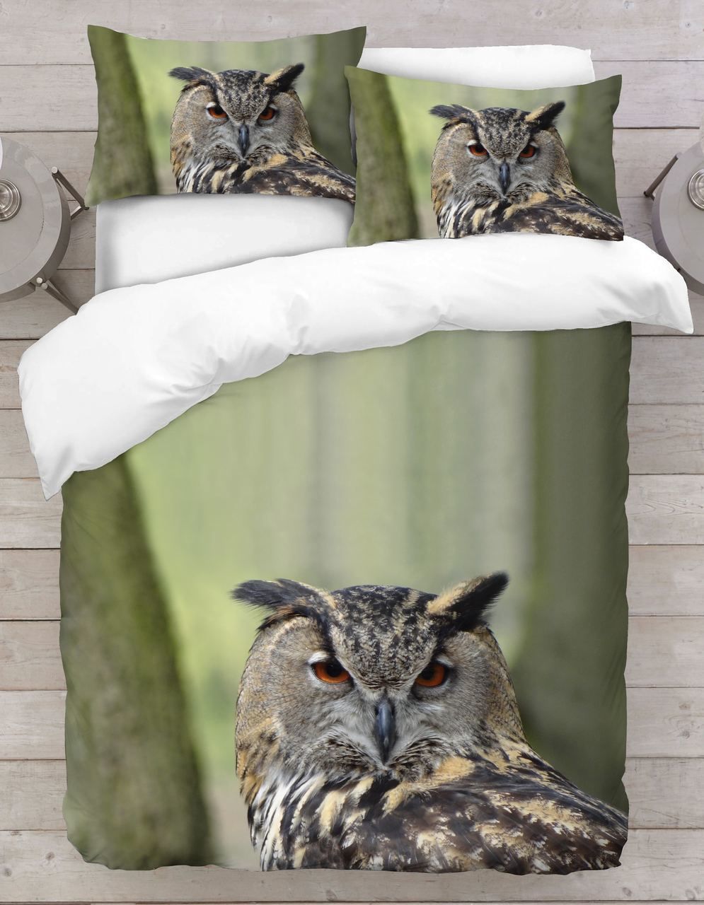 Owl Green Background Bedding Set