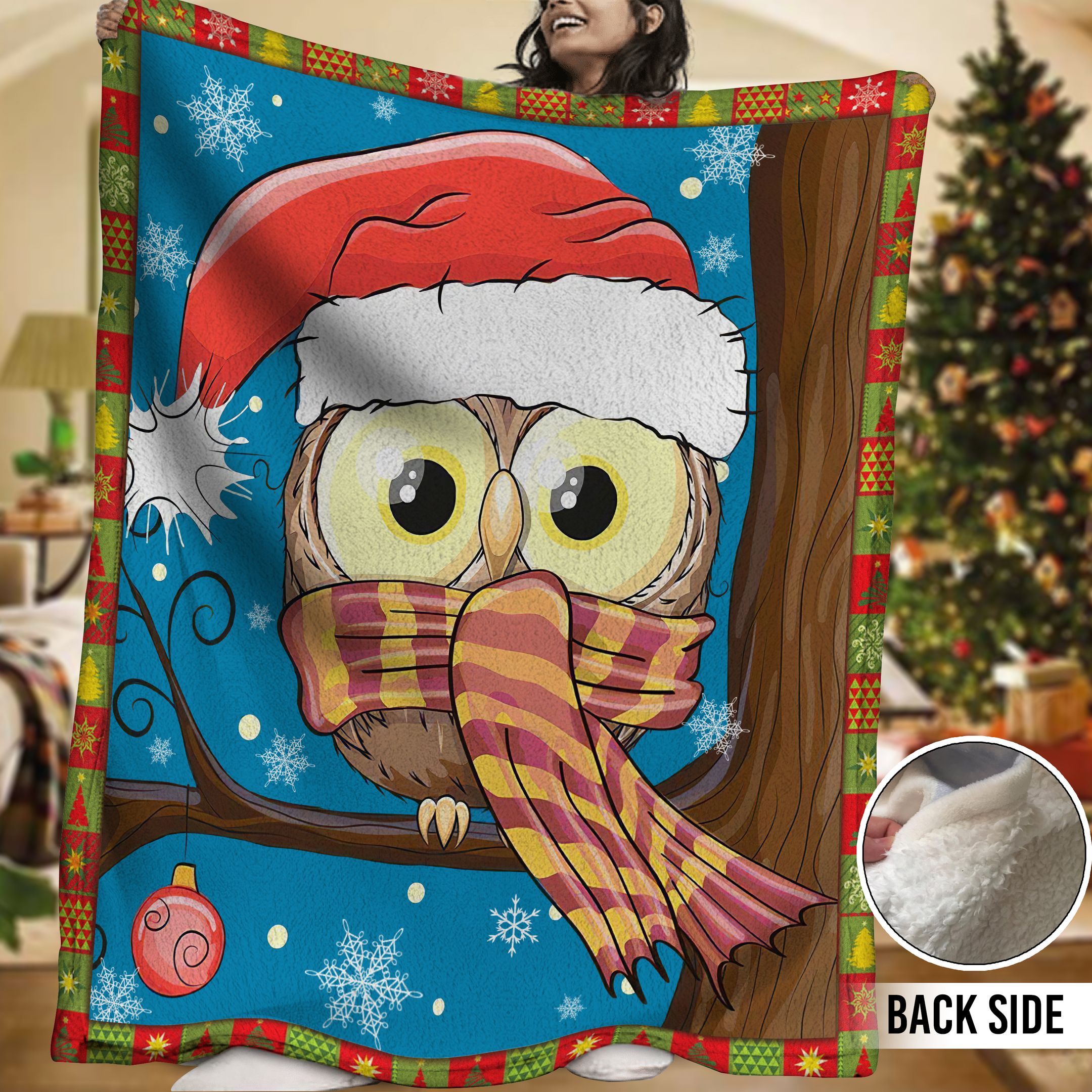 Owl Sherpa Fleece Blanket