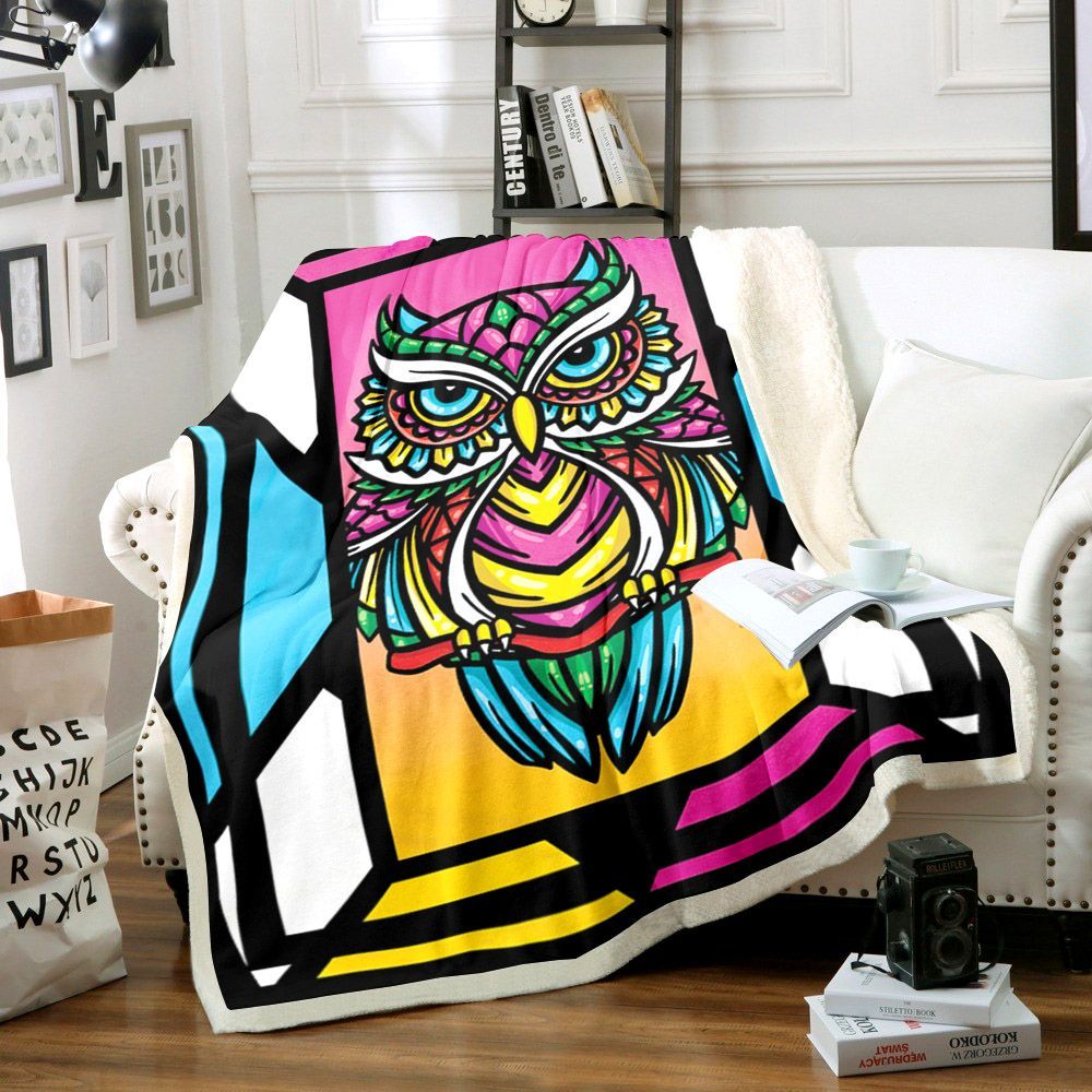 Owl Sherpa Fleece Blanket