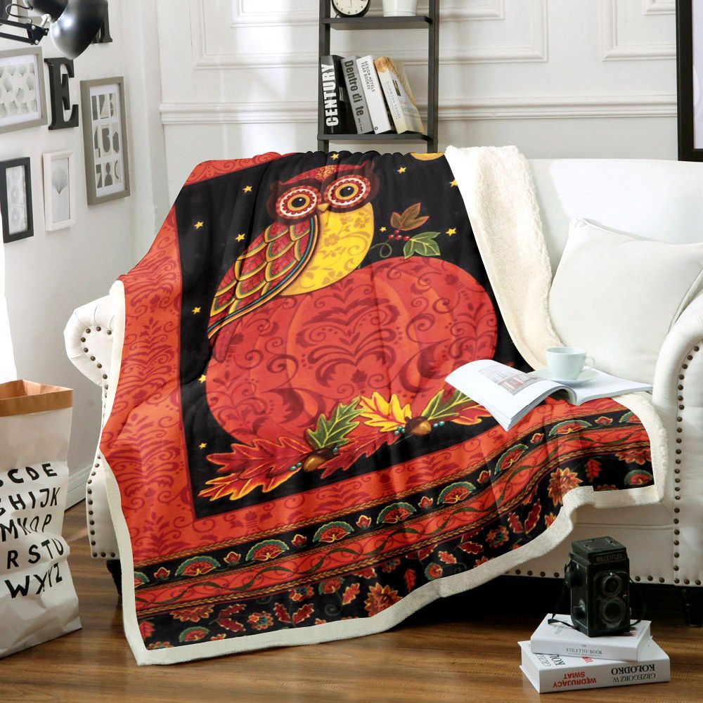 Owl Sherpa Fleece Blanket