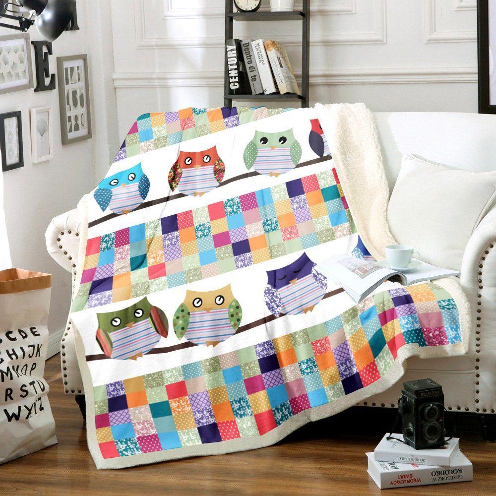 Owl Sherpa Fleece Blanket
