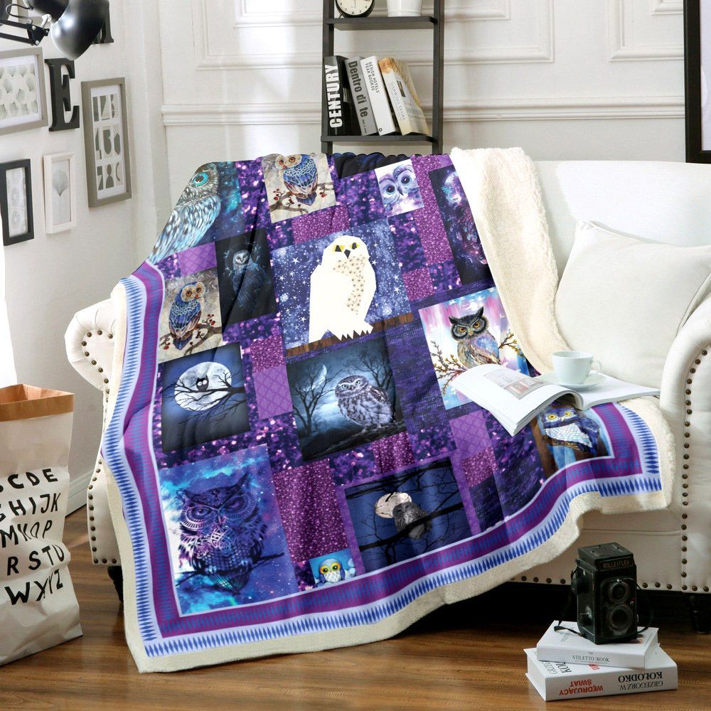 Owl Sherpa Fleece Blanket