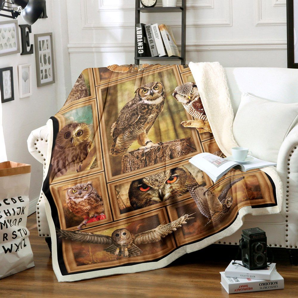 Owl Sherpa Fleece Blanket