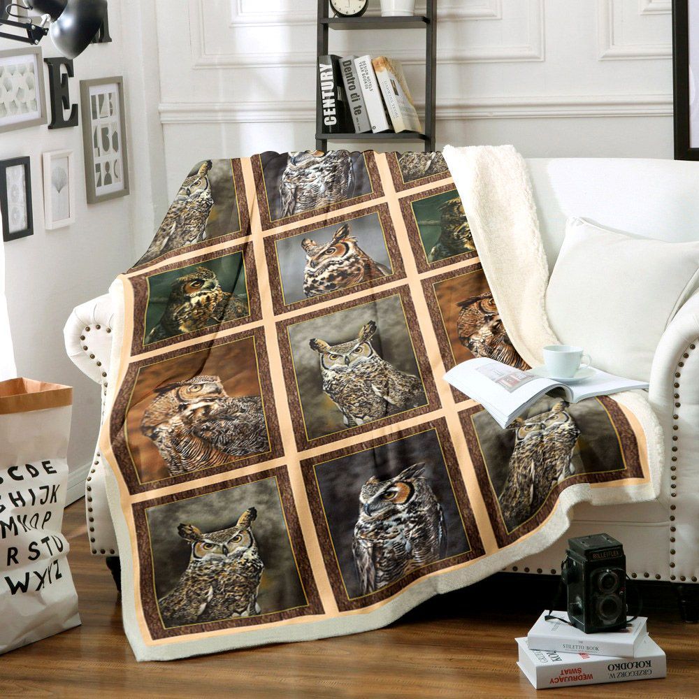Owl Sherpa Fleece Blanket