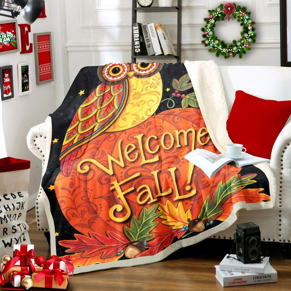 Owl Sherpa Fleece Blanket