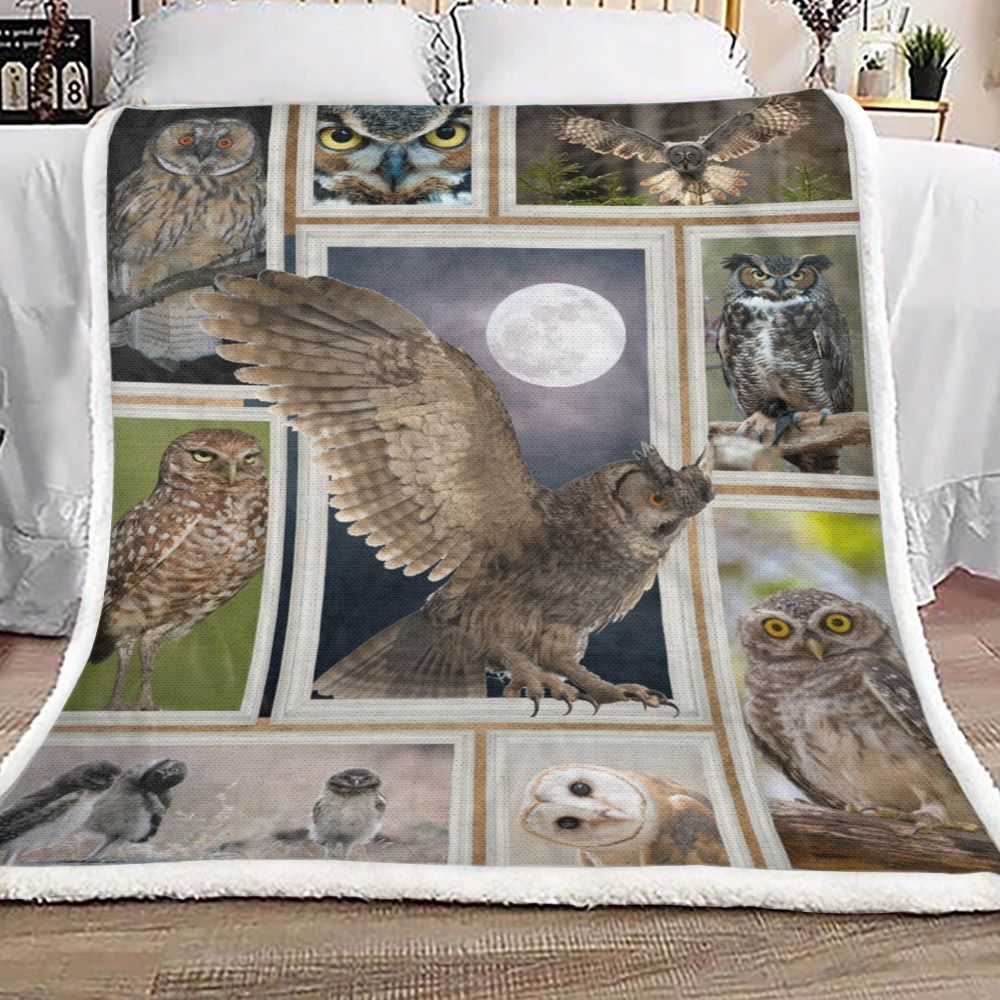 Owl Sherpa Fleece Blanket