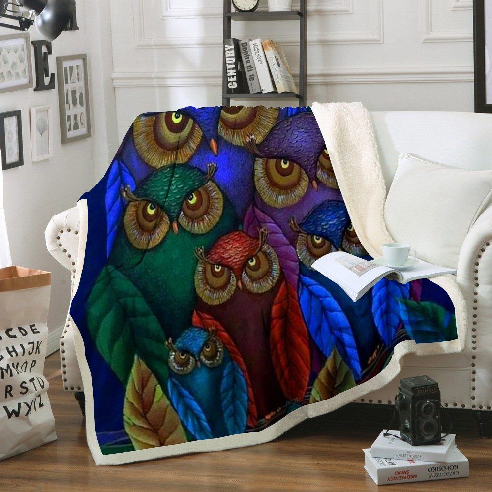 Owl Sherpa Fleece Blanket
