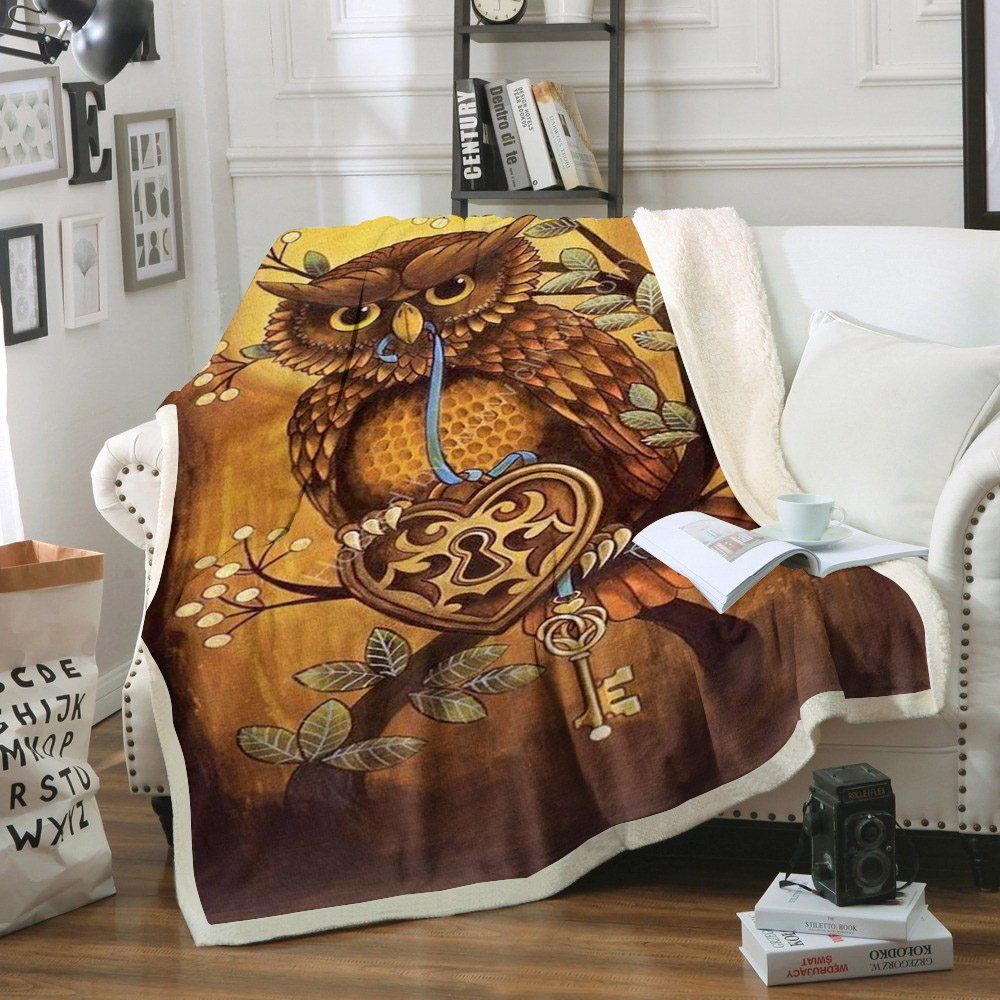Owl Sherpa Fleece Blanket