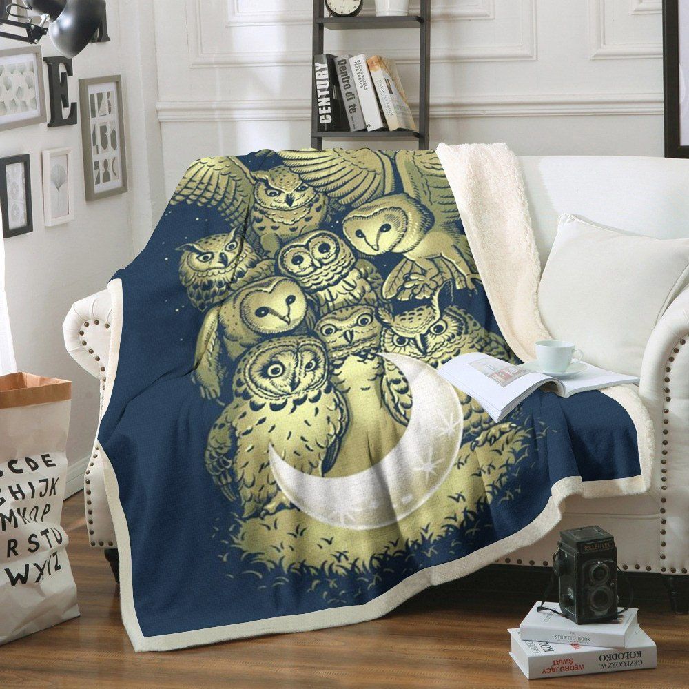 Owl Sherpa Fleece Blanket