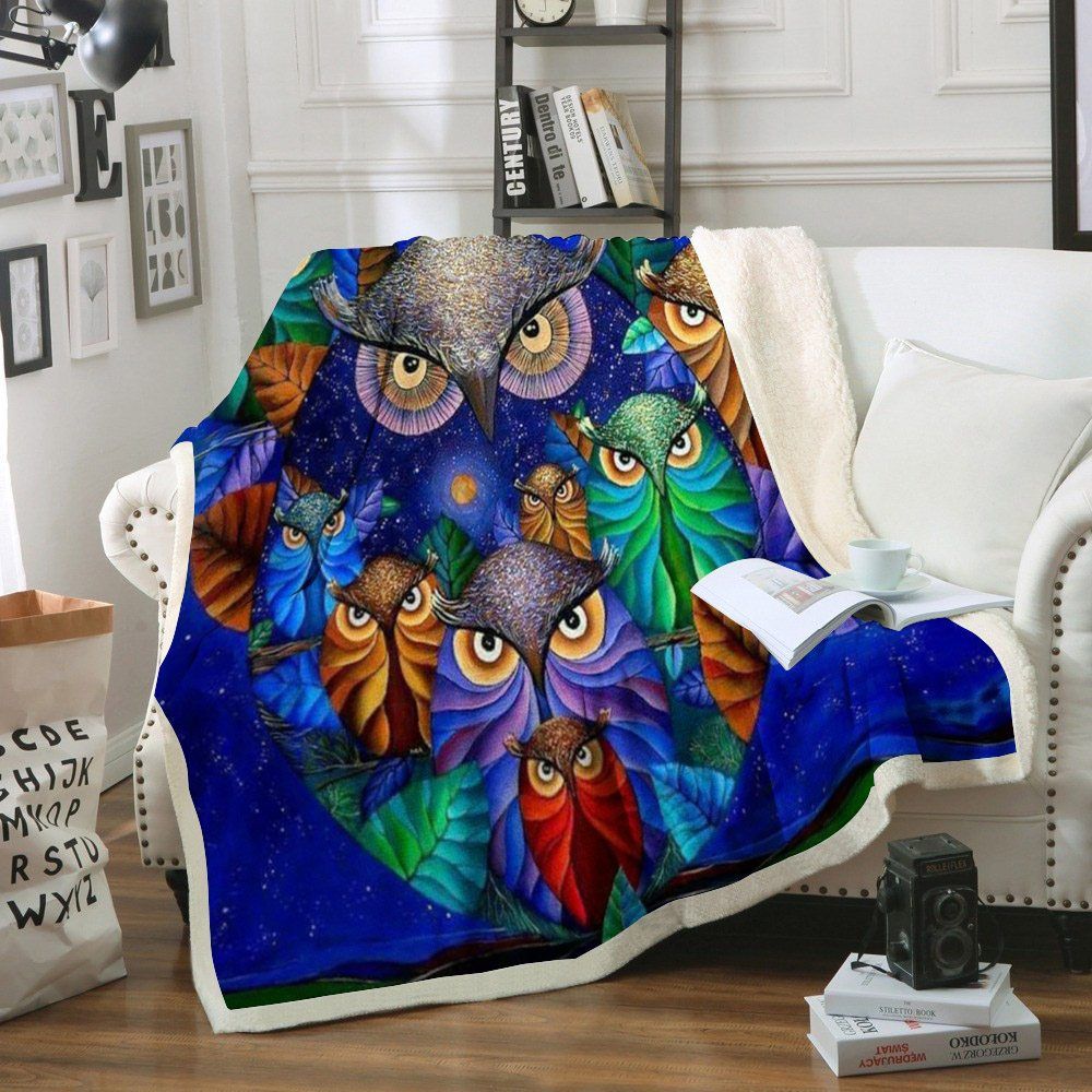 Owl Sherpa Fleece Blanket