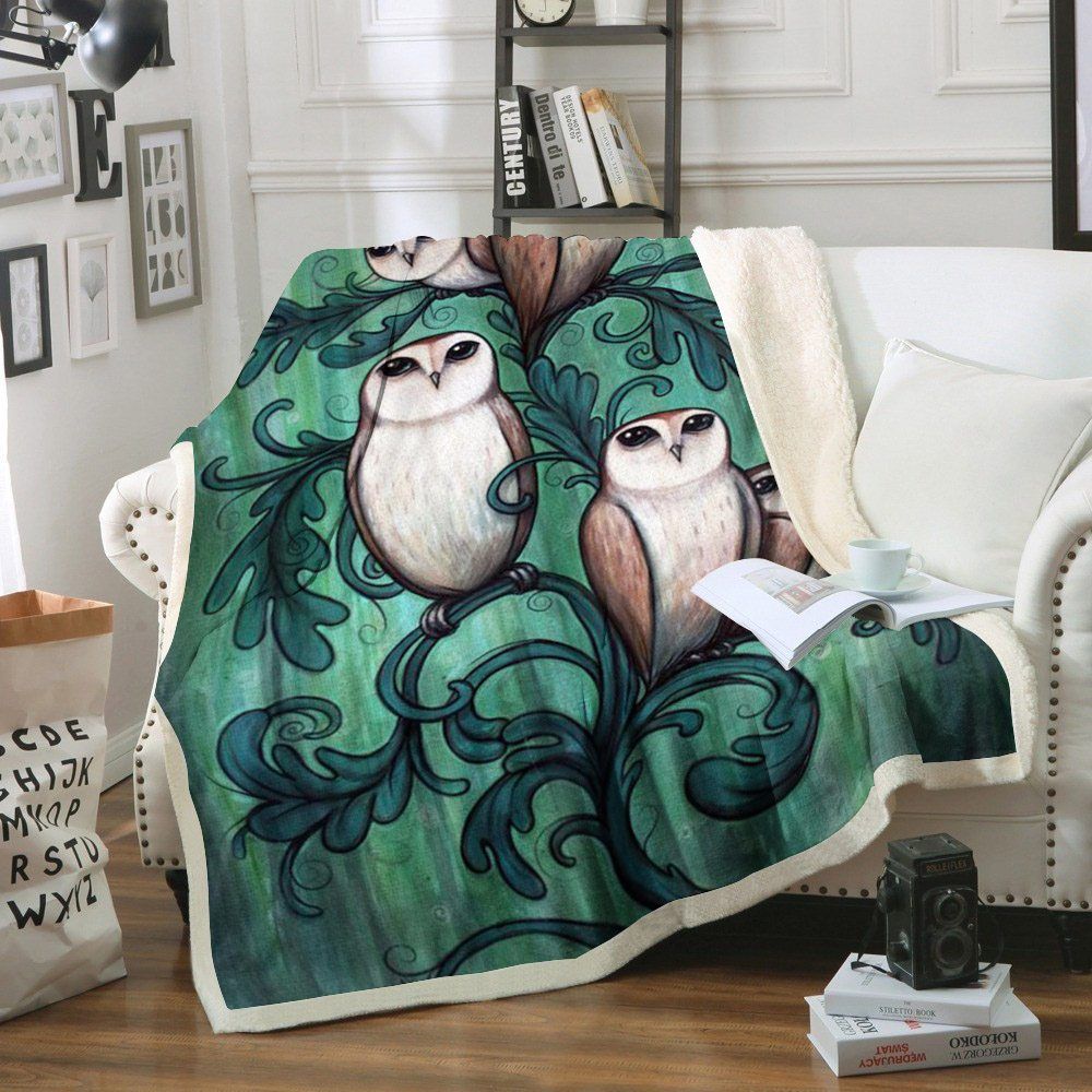 Owl Sherpa Fleece Blanket