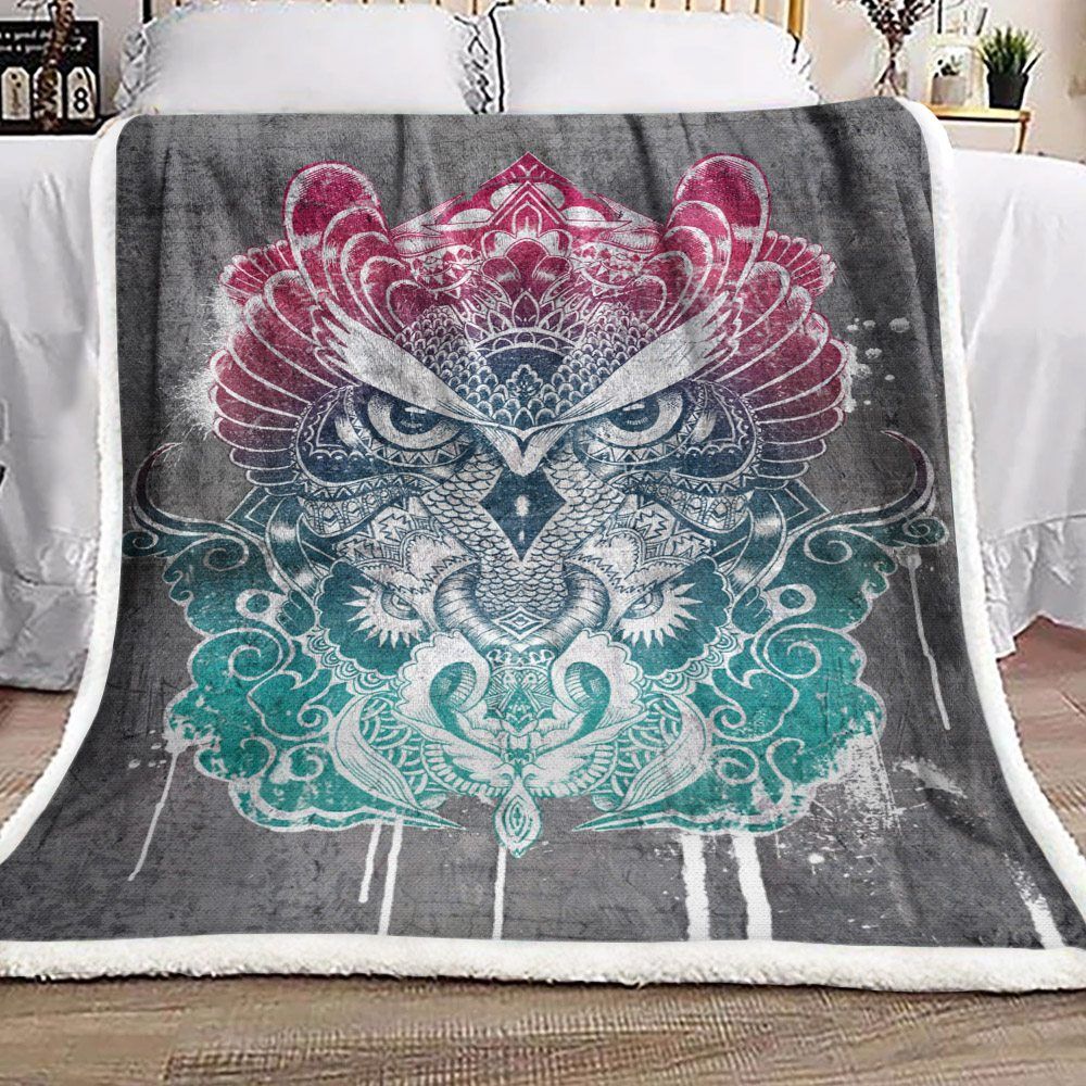 Owl Sherpa Fleece Blanket