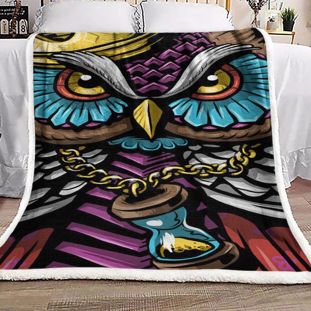 Owl Sherpa Fleece Blanket