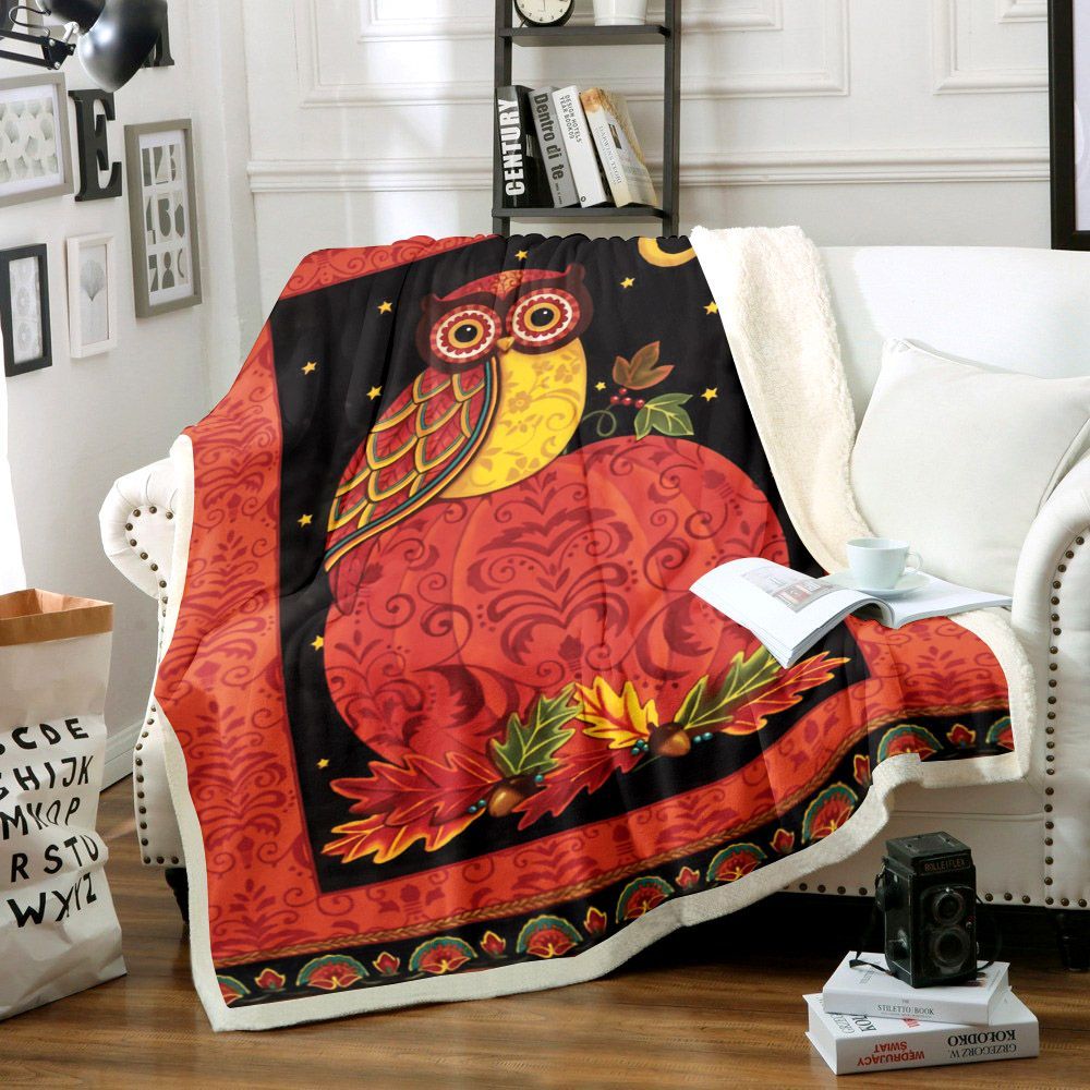Owl Sherpa Fleece Blanket