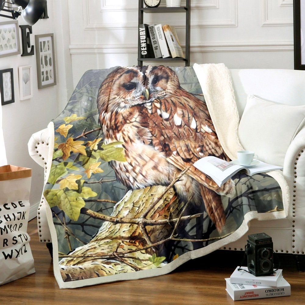Owl Sherpa Fleece Blanket