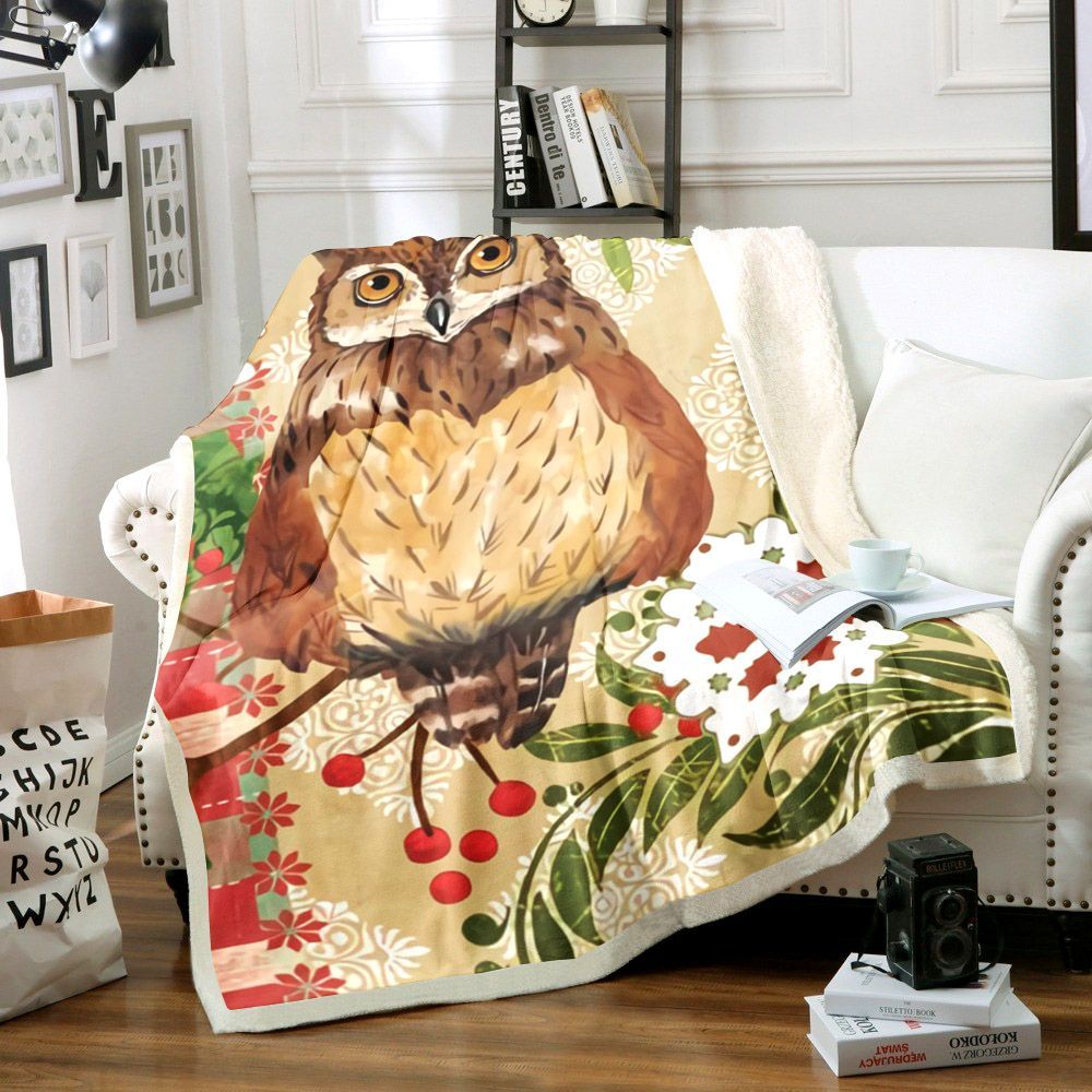 Owl Sherpa Fleece Blanket