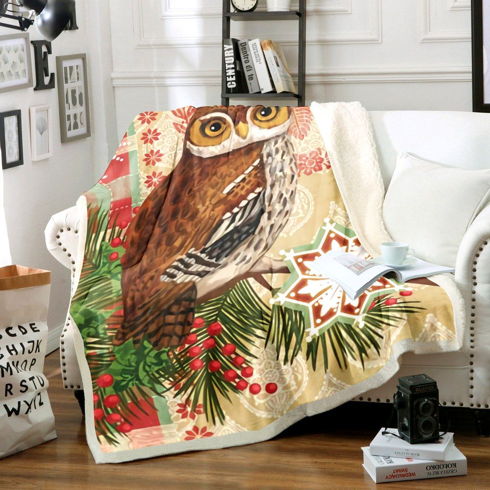Owl Sherpa Fleece Blanket