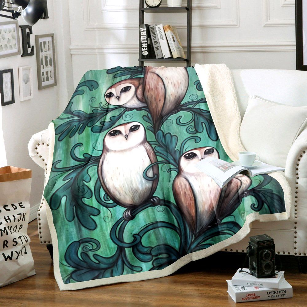 Owl Sherpa Fleece Blanket