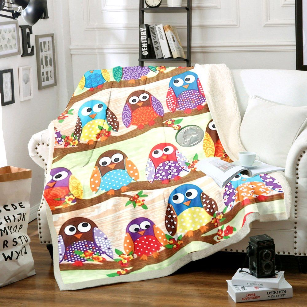 Owl Sherpa Fleece Blanket