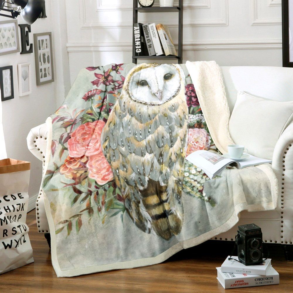 Owl Sherpa Fleece Blanket