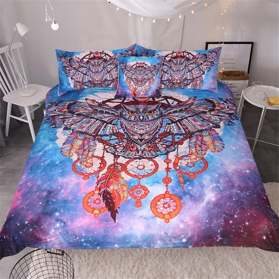 Owl In Boho Style Bedding Set