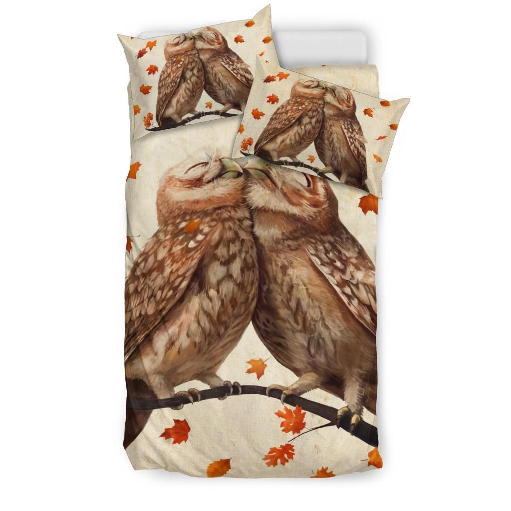 Owl In Love Autumn Season Bedding Set