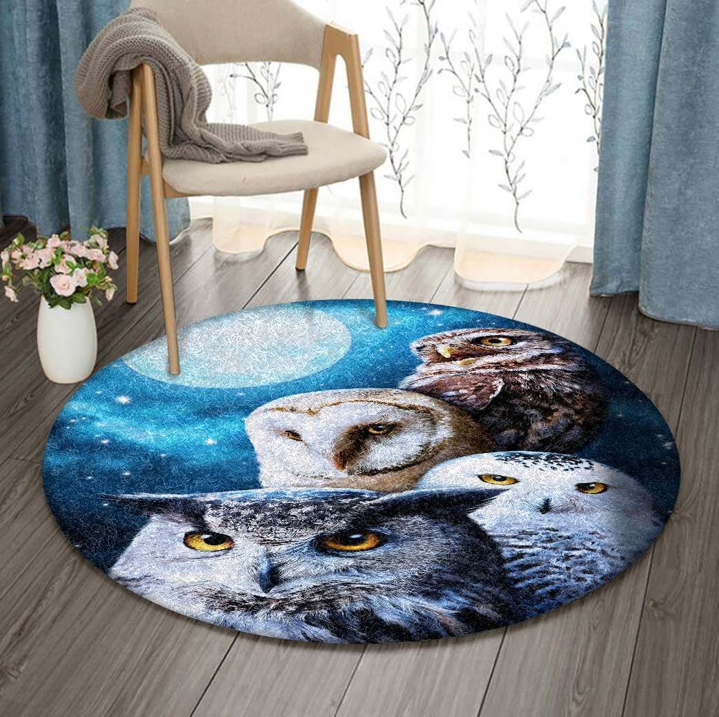 Owl In Moonlight Round Carpet