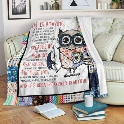 Owl Life Is Amazing Sherpa Fleece Blanket